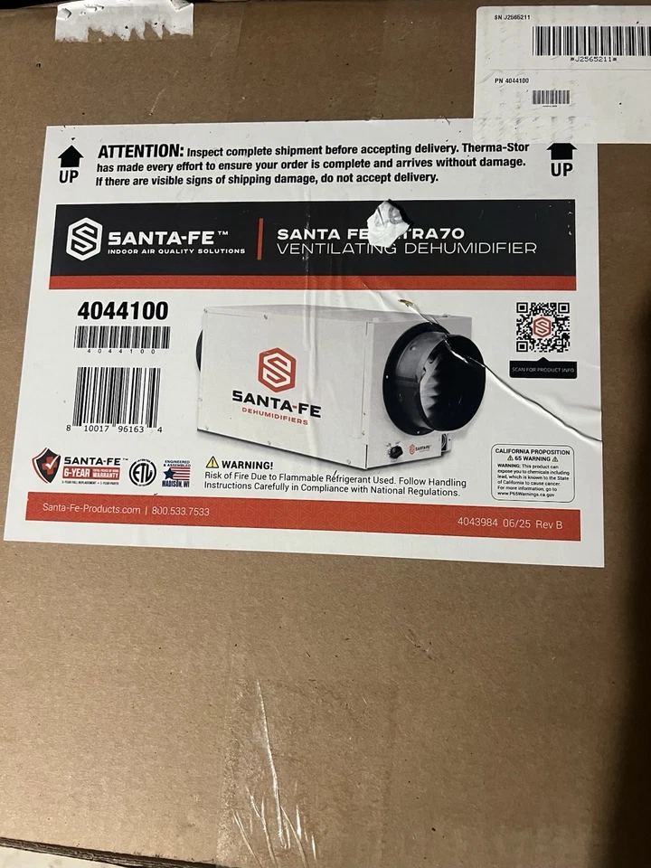 Santa Fe Ultra70 Whole House Dehumidifier - 110/120V - R454B (SKU 4044100) - Image 3 of 3