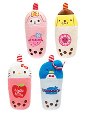 Set of 4 Hello Kitty Boba Tea Plush Toys. 10 inch each Sanrio NWT. Full Set