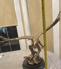 Brass Metal Eagle in Flight Figurine on Black Base, Antique 2 feet by 2 feet — photo 3
