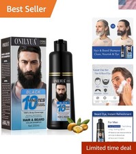 Men's 3-in-1 Black Beard Dye Shampoo - Fast Gray Coverage in 10 Minutes