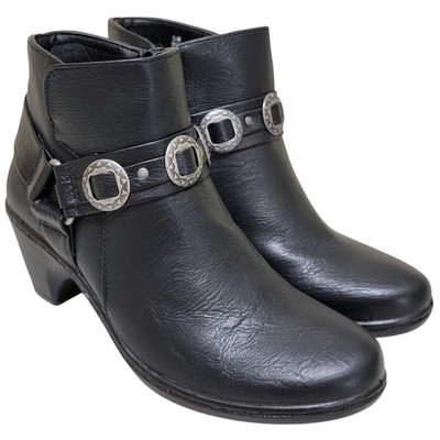 Easy Street Women Bailey Western Harness Booties Size US 5M Black Faux Leather