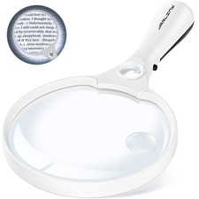 Large Magnifying Glass with Light, 10X 20X 45X Illuminated Handheld Magnifier wi