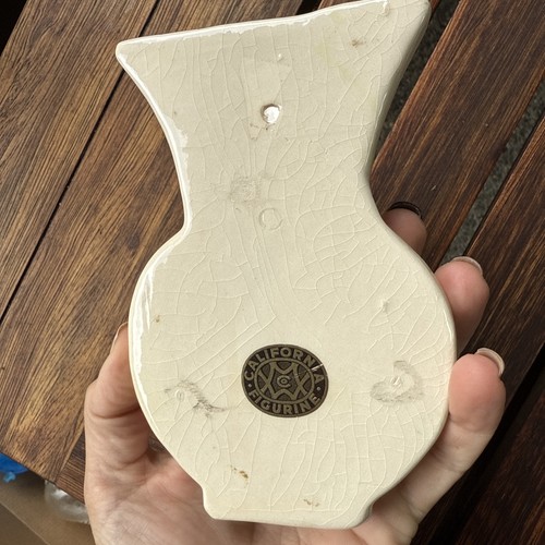 Jarrón de bolsillo de pared de cerámica con estatuilla de California vintage moderno de mediados de siglo - Imagen 2 de 16
