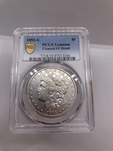 1892 S Morgan Silver Dollar PCGS VF details Gold Shield Nice