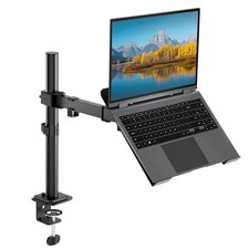 Single Laptop Desk Mount with Adjustable Vented Tray, Fits up to 17 inch Lapt...