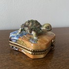 Limoges France Peint A La Main Turtle On Beach Trinket Box Signed