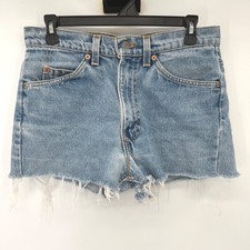 Levi's Denim Shorts Women 31 Blue 505 Orange Tab Vintage Cut Off High Rise USA