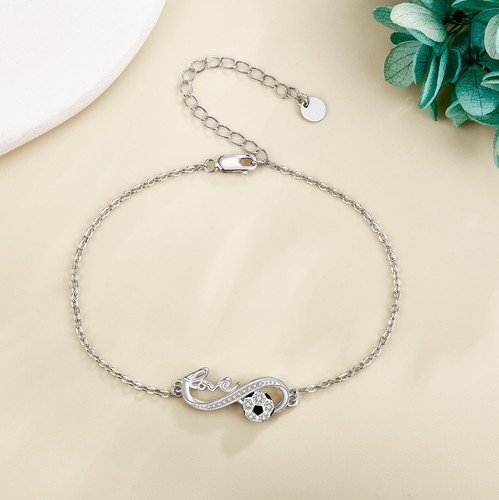 Soccer Bracelet 925 Sterling Silver Soccer Bracelet Soccer Jewelry For Women - Picture 3 of 6