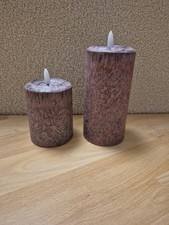 ELAMBIA 2er LED-Kerzen Frost-Optik Flamme Luma, Timer H. 12,5 & 17,5cm Feige 