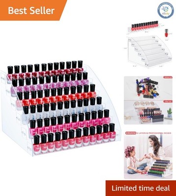 6-Layer Acrylic Nail Polish Organizer Rack for 96 Bottles - Stylish & Functional