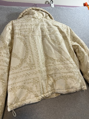 BDG Urban Outfitters puffer jacket womens XS Ivory paisley print zip linen - Picture 3 of 8