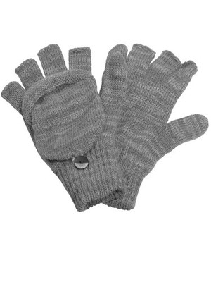 Halbfinger Handschuh mit Klappe melange Farben