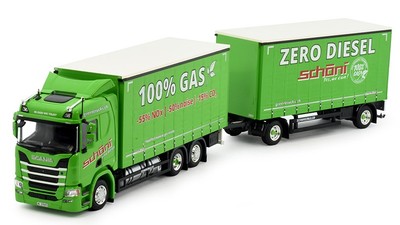 TEKNO - SCANIA R Next Generation 6x4 Forwarder + Anhänger 1+1 Achsen  - 1/50 ...