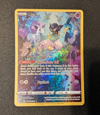 FULL ART Mew GG10/GG70 Crown Zenith Holo Galarian Gallery Rare Pokemon Card - MP