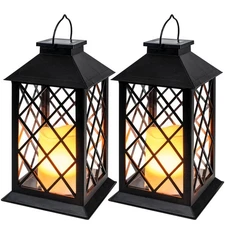New Homemory Solar Lanterns Outdoor Waterproof Hanging with Flickering Flameless