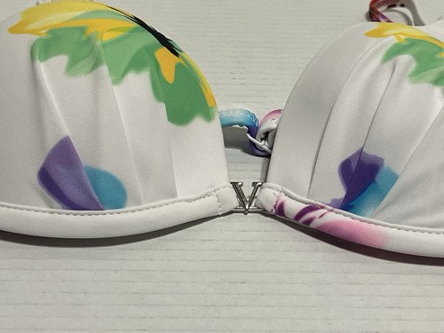 Venus Swim Bikini 2 PC Set B Cup Enhancer Push-Up Bottom 8 White Floral New - Picture 4 of 10