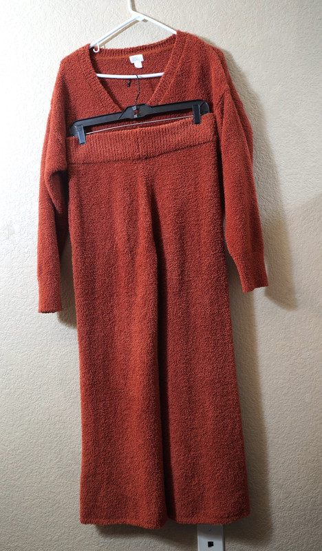 Stars Above M brown 2 piece fluffy pajama, sweat suit, comfort wear