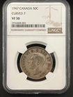 New Listing1947 Canada 50c Curved 7 VF30