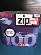 Vintage Iomega 100MB ZIP Disks PC Formatted for IBM compatibles 3-Pack New