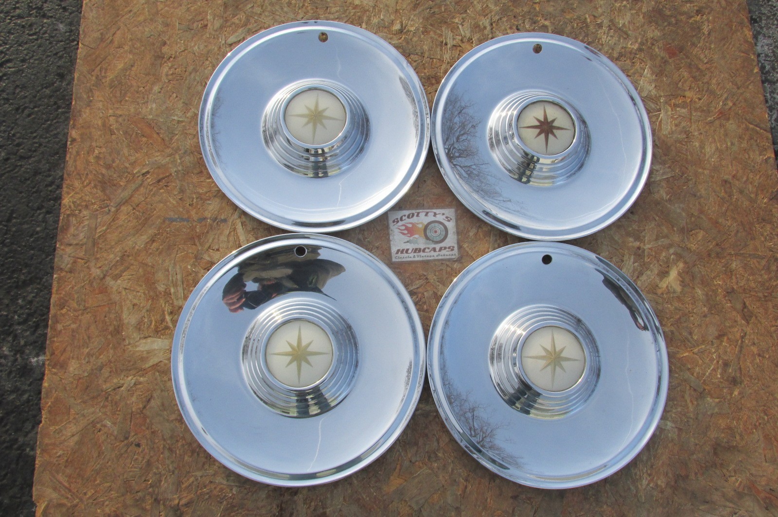 1957 LINCOLN PREMIERE 15" WHEEL COVERS, HUBCAPS, SET OF 4, HOT ROD, RAT ROD, WOW