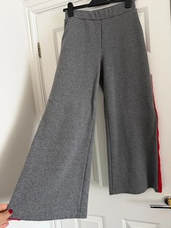 Made In Italy Grey With Red Stripe Wide Leg Non Fleecy Sweats S (Worn by UK8)