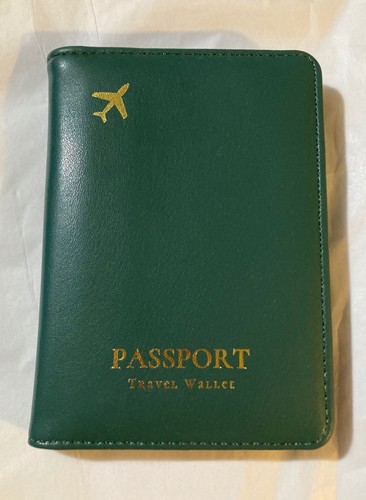 Green Leather Travel Wallet Passport International Black Billfold Unisex Vtg - Picture 4 of 11