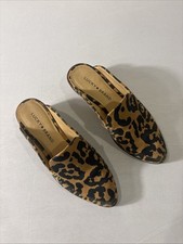 LUCKY BRAND Margrete Cheetah Print Suede Leather Mules Clogs 6M