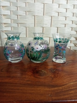 3x Portmeirion Floral Botanic Gardens Miniatur Knospenvasen (7,5 cm) handbemalt