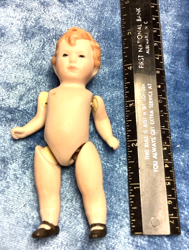 Antique  Gebruder Heubach  German  Miniature Jointed China Doll  5 inch