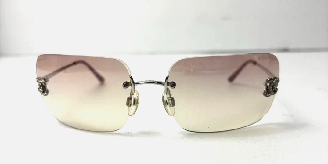 CHANEL Rimless Sunglasses Eyewear 4017-D c.124/58 Coco Logo