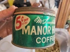 Vintage Coffee Tin no Lid McLaughlin’s Manor House Coffee 1 lb. 5 Cents Off