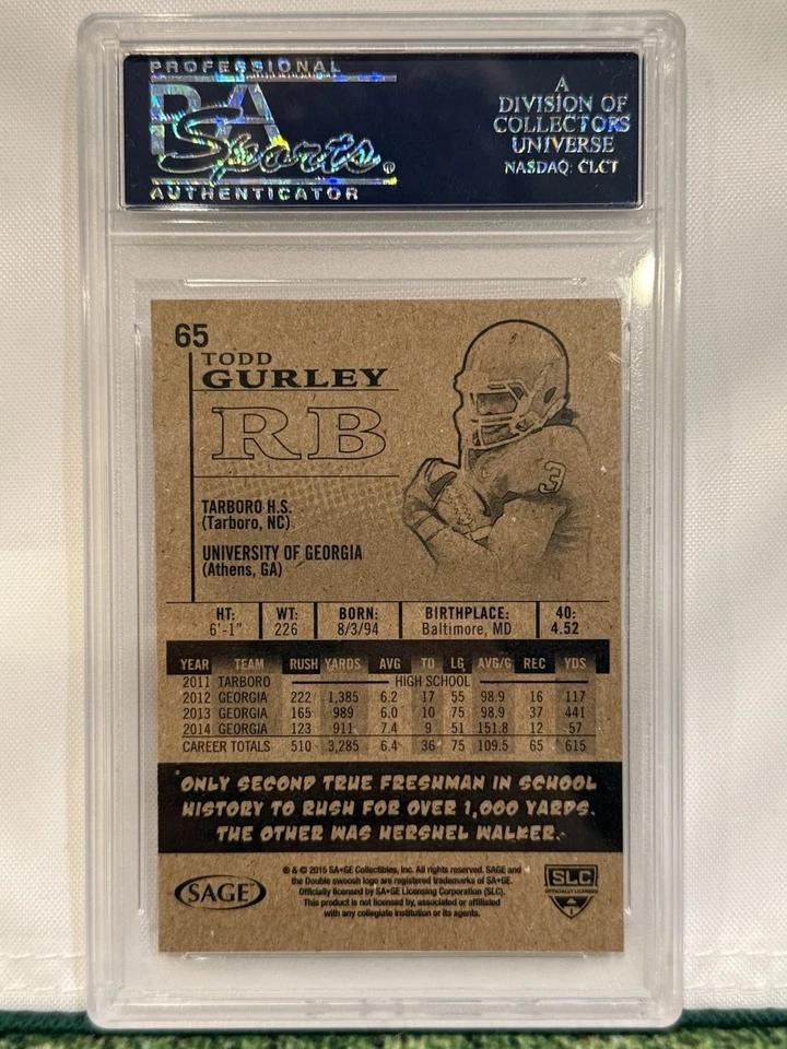 Autógrafo Todd Gurley Rookie SA-Ge HIT 2015 PSA/DNA 10 solo automático - ITP 19/12/2015 Foto 2 de 2