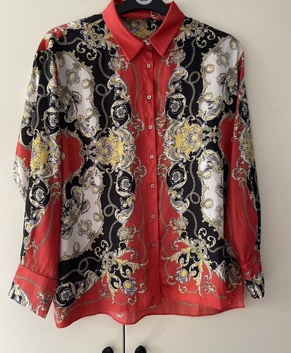 Atemberaubende Zara Woman Bluse mit Barockmuster Seide - Größe L
