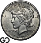 1935-S Peace Dollar, Better San Francisco Date, Choice AU++/Unc