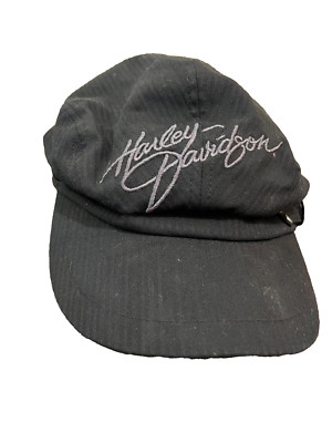 Harley Davidson Flat Cap Black Size LARGE Adjustable 2RXT-H-DMC