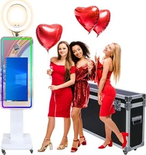 Magic Mirror Photo Booth 21.5" Touch Screen W/ LED Light & Portable Flight Case