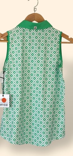 NEW Belyn Key Cutaway Sleeveless La Jolla Print Golf Tennis Shirt Green White XS - Picture 3 of 7