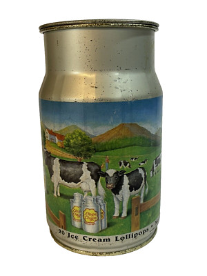 Vintage CHUPA CHUPS Milk Cow Tin Can 2nd Edition Collectible Ice Cream Lollipops