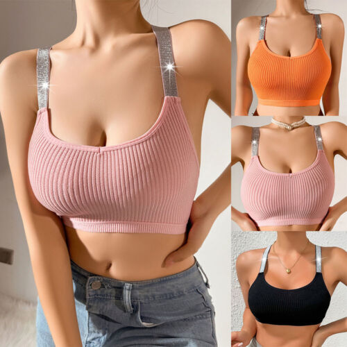 Women Ladies Sleeveless Strappy Bandeau Plain Camisole Boobtube Bralet Crop Top• - Picture 2 of 24