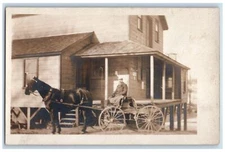 c1910's Mr. Walt with Horse Wagon House Store RPPC Photo Unposted Postcard