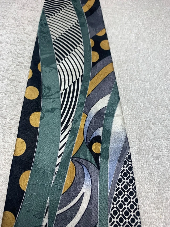 ALEXANDER LLOYD CORBATA HOMBRE GRIS NEGRO DORADO BLANCO 4 X 64 EXTRA LARGA Foto 3 de 4