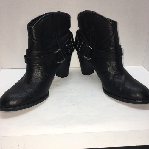 Simply Vera Wang schwarze Kunstleder-Stiefeletten Motorrad Westernstiefel Damen 10M - Bild 3 von 9
