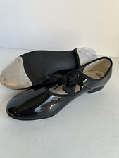 Woman  s Size 5 Black Patent Leather Lace Up Tap Shoes. Dance. Girls.
