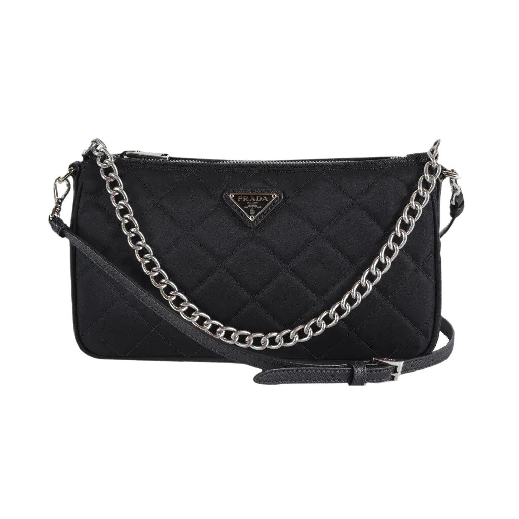 Prada - Bandoliera Tessuto Nylon & Saffiano Leather Black Chain