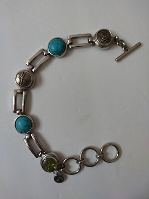 GPSC Snap Charm Dragonfly Tree Of Life  Tree Toggle Bracele Turquoise SS