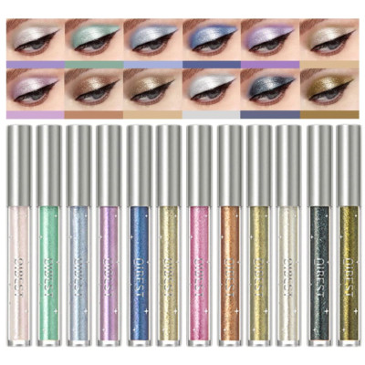 12 Farben Flüssiger Glitter Lidschatten Makeup Set Metallic Shimmer Colorful Gol