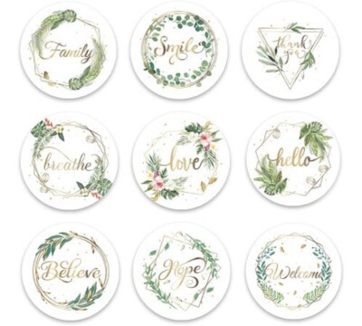 9 Globeland Flower Wreath Pinback Buttons Love Thank You Believe Brooch Pins