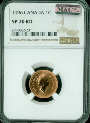 1996 CANADA CENT NGC SP70 MAC  FINEST GRADED RARE SPOTLESS 1 IN A 1,000 *