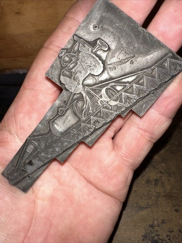 Print Block ( Old Tractor Pulling Implement ) Needs Wood Block!! Lead Face - Picture 12 of 17