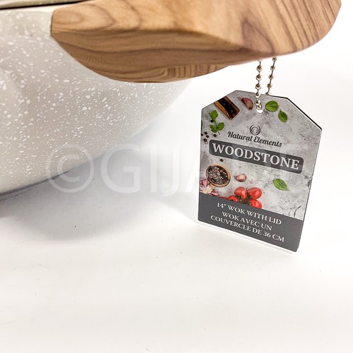 Natural Elements Woodstone Antihaft 14 Wok 7,9 Quart Pfanne mit Deckel Hellbraun Neu - Bild 4 von 9